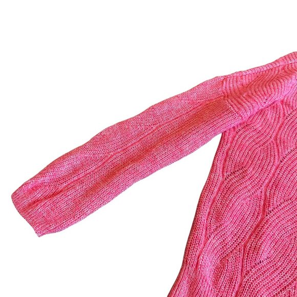 Anthropologie Keely Loose Weave Pullover Sweater Pink Stretch Wool Blend Medium - Picture 3 of 12